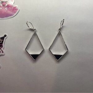 Elegant Premier Designs Silver and Black Geometric Earrings